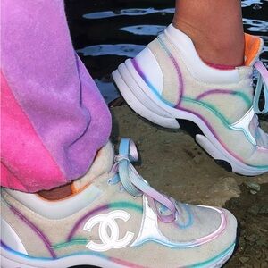COPY - Chanel rainbow tennis shoes velvet